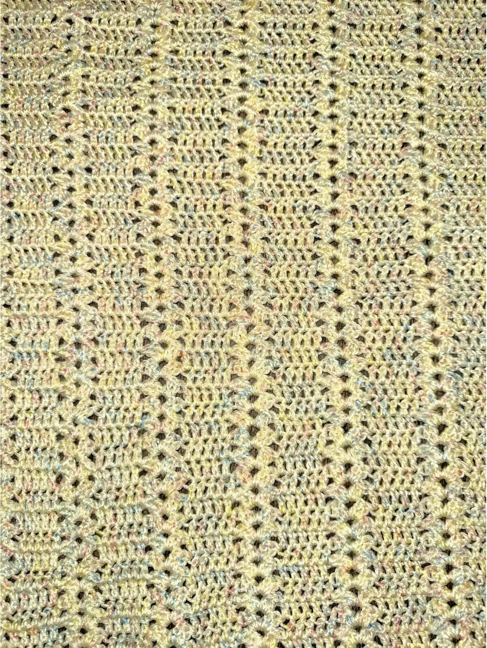 Vtg Handmade Crochet Baby Blanket Afghan pastels, gender neutral, soft, country